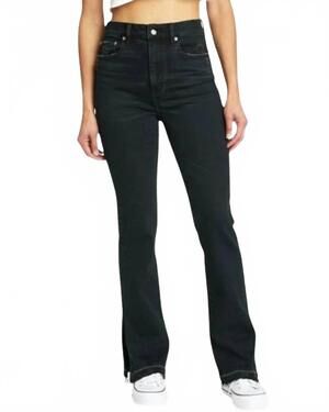 NEW DAZE go-getter hi-rise side slit flare denim jeans in late text